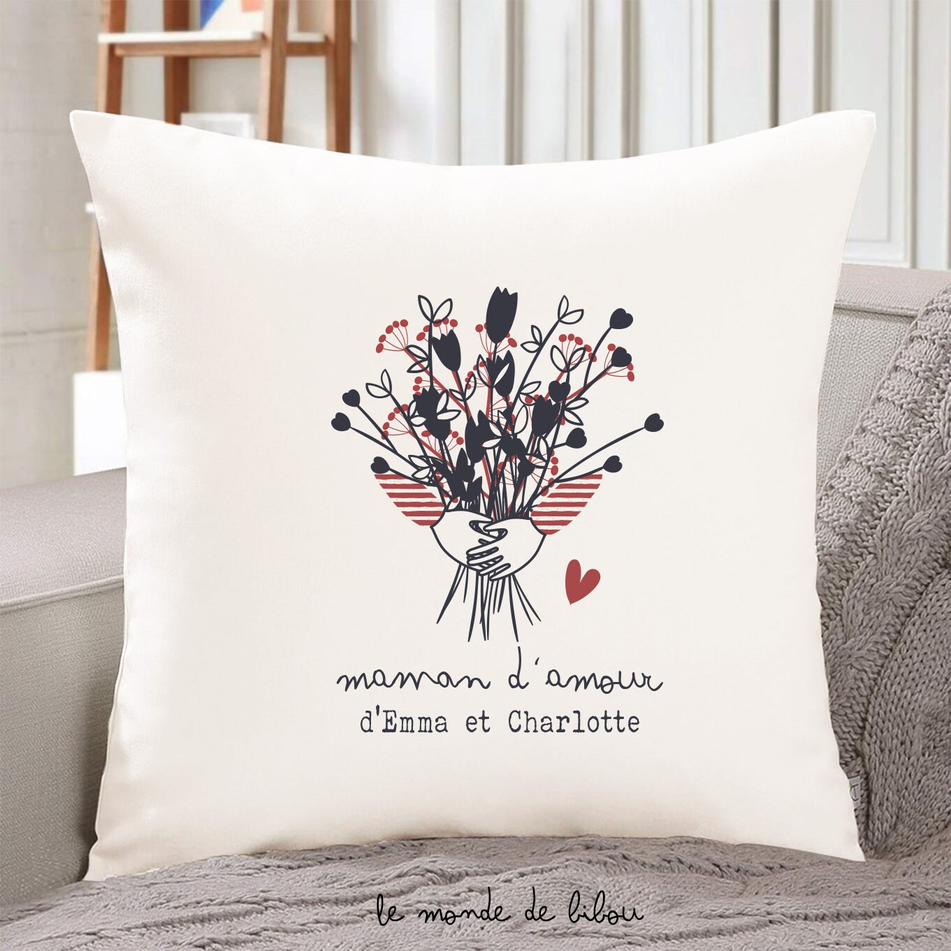 Coussin Bouquet de Fleurs Pour Maman - 3 Couleurs