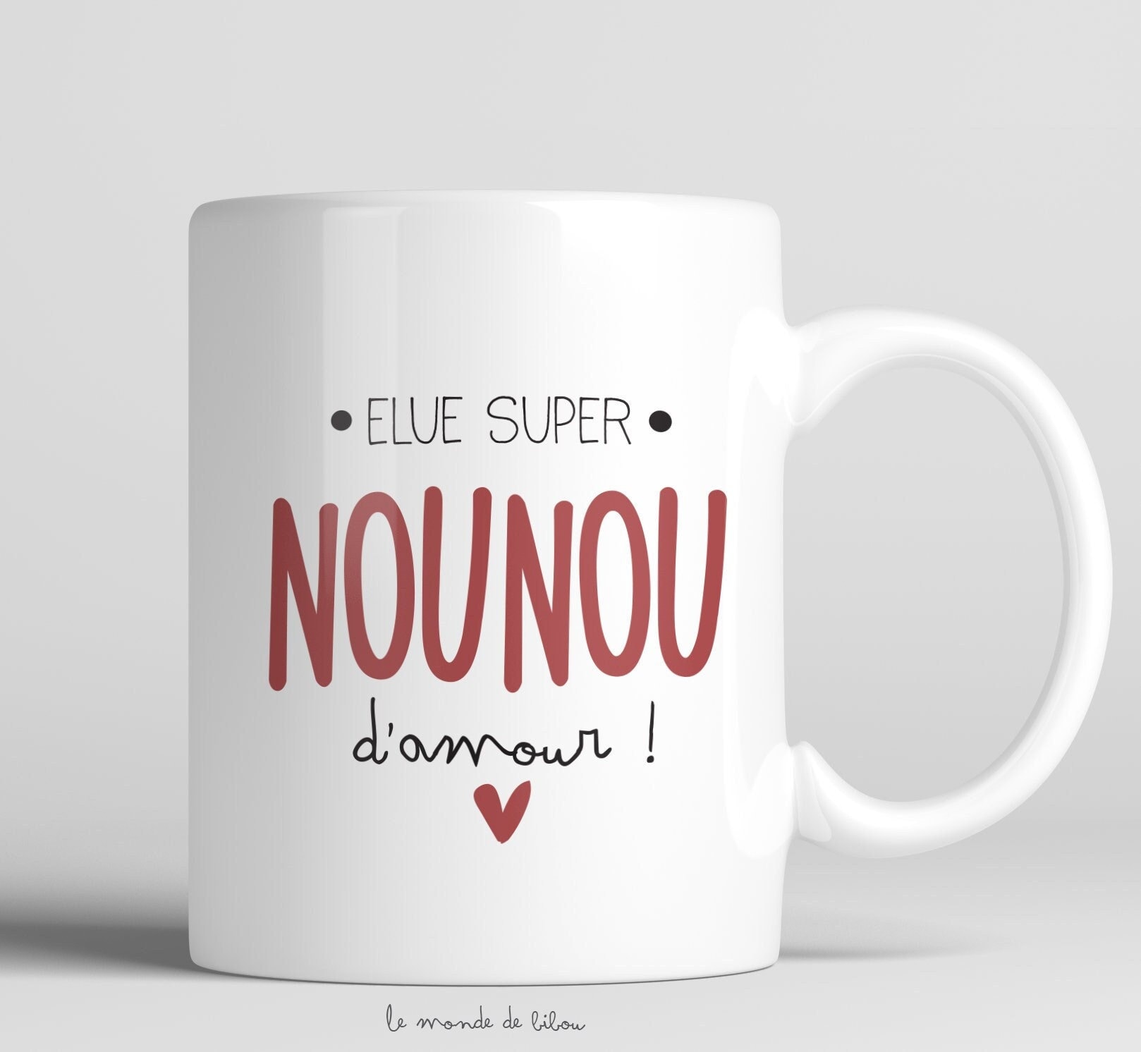 Mug Personnalisé Nounou d'amour | Cadeau Fête Des Nounous Assistante Maternelle Tasse à Message