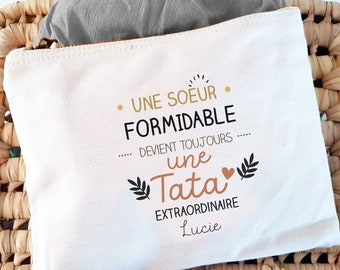 Pochette personnalisée Tata extraordinaire | Trousse personnalisée | Cadeau tata | Pochette cadeau