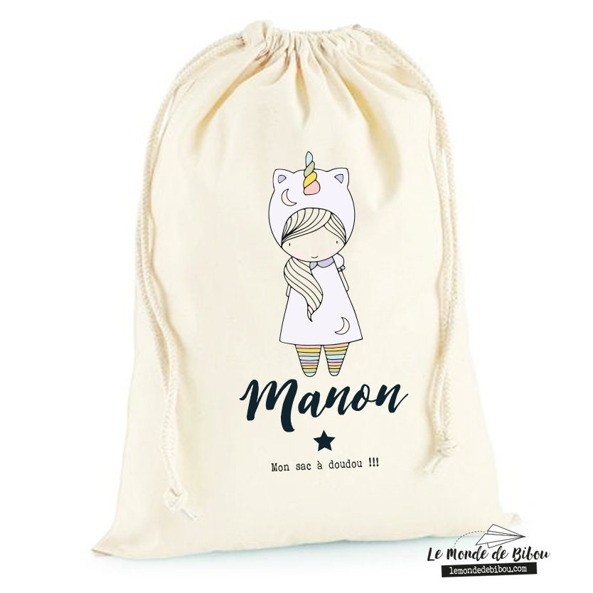 Sac Personnalisé Enfant | Thème Licorne Sac de Rangement Sac à Jouets Doudou Crèche Fourre Tout