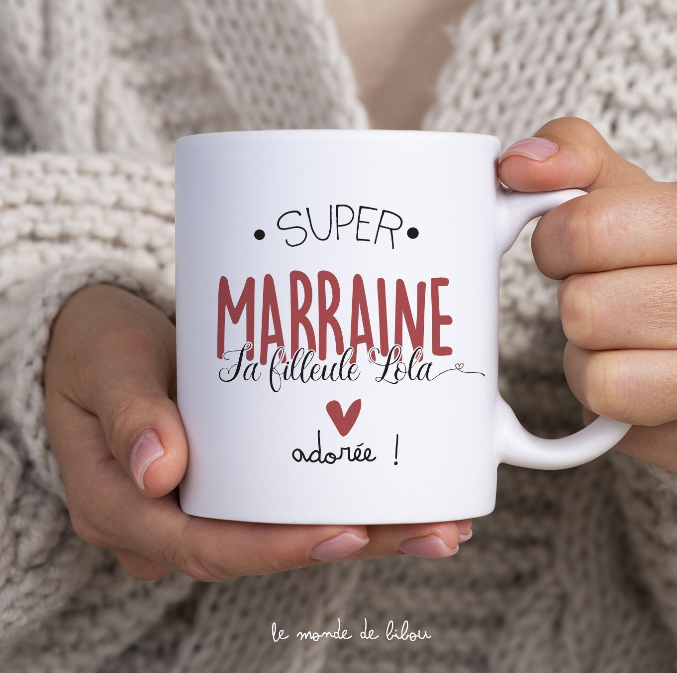 Mug personnalisé super marraine cadeau marraine Baptême tasse vaisselle  personnalisée -  France