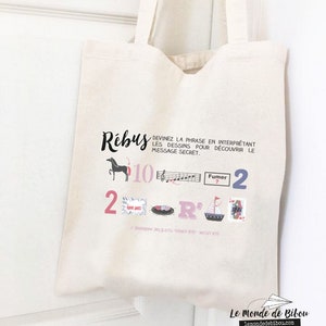 Sac rébus demande Marraine | annonce originale future marraine | jeu marraine | sac tote bag | cadeau future marraine