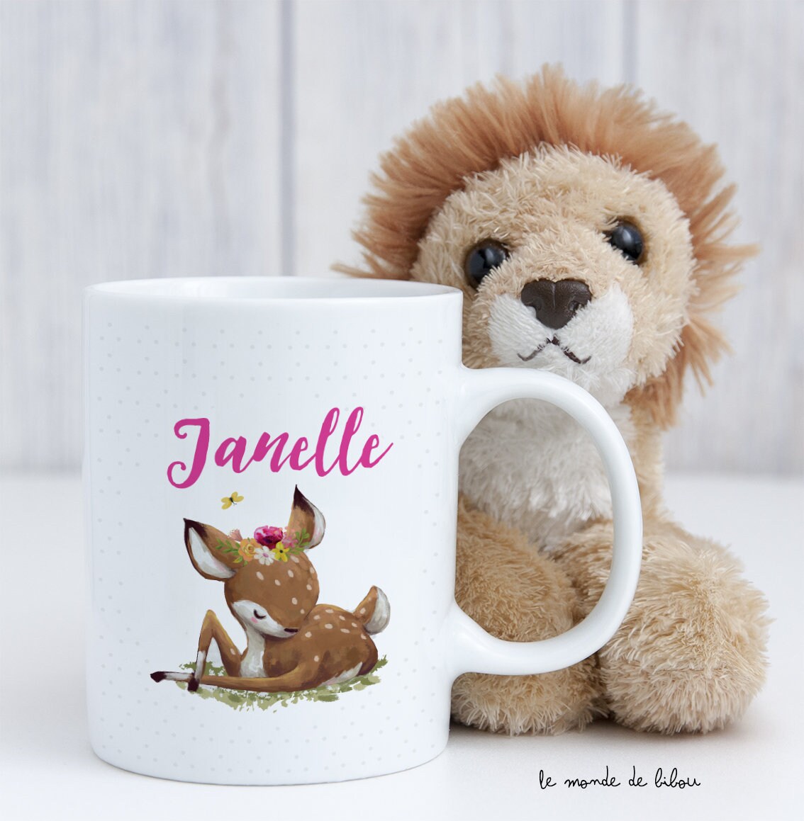 Tasse Incassable Personnalisée Thème Faon | Pour Enfant Cadeau Première Mug Tasse