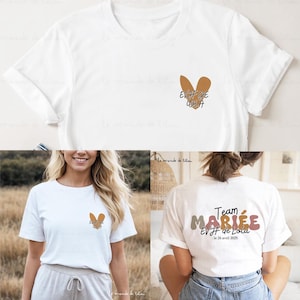 T-shirt enterrement de vie de jeune fille 2 versions au choix - Teeshirt bio EVJF personnalisable - cadeau souvenir team de la mariée
