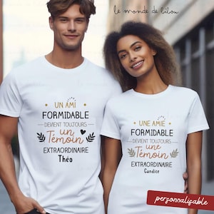 T-shirt bio personnalisé Témoin extraordinaire - cadeau témoin - demande témoin de mariage - témoin de la mariée - EVJF