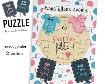 Puzzle gender reveal - Puzzle annonce grossesse - annonce grossesse - animation baby shower