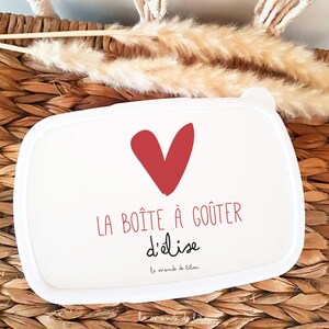 Boîte à Goûter personnalisé pour enfant  thème Petit cœur - Lunch box - boite à repas - cadeau école - cadeau enfant personnalisable