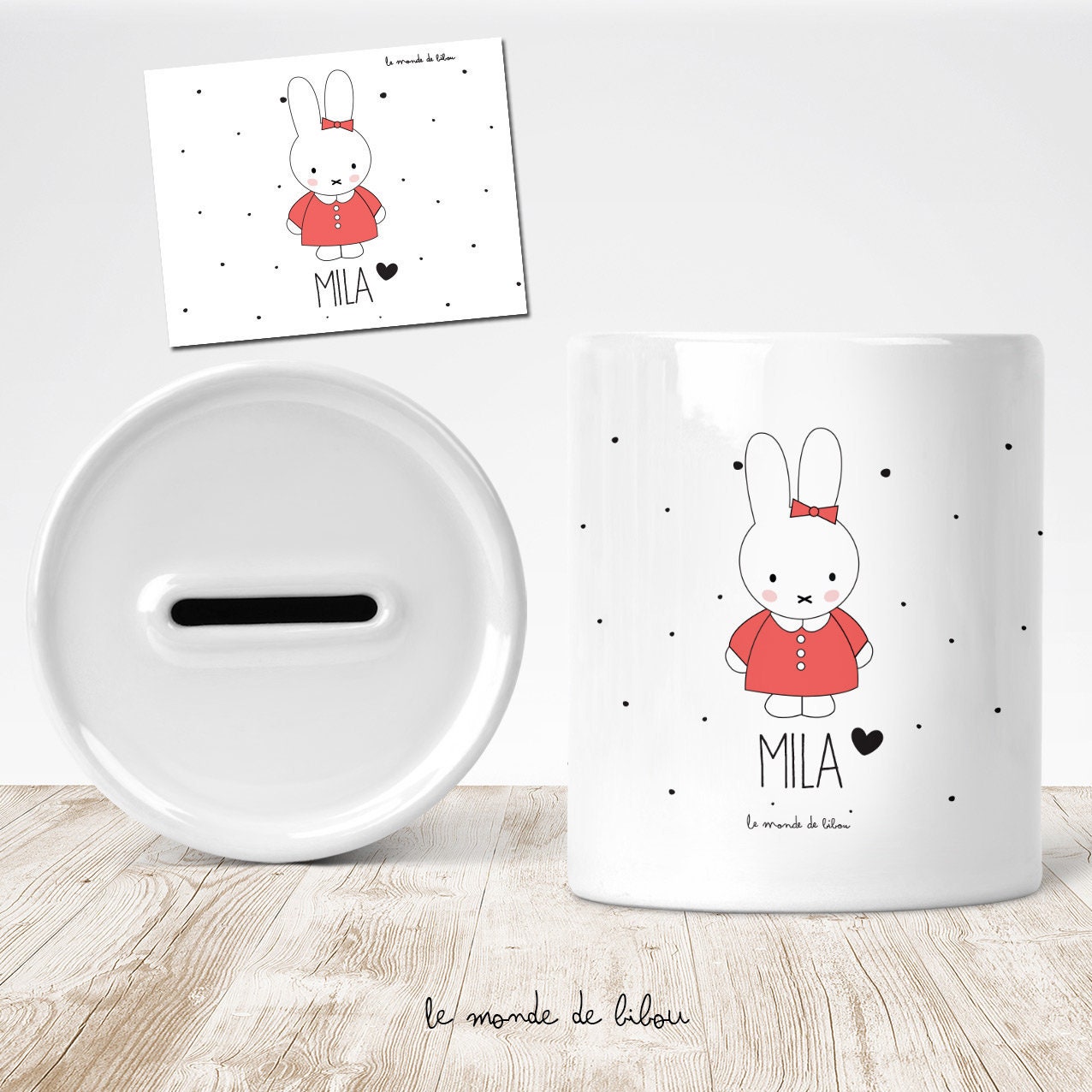 Tirelire Personnalisée Petit Lapin - Cadeau Enfant Boite Argent