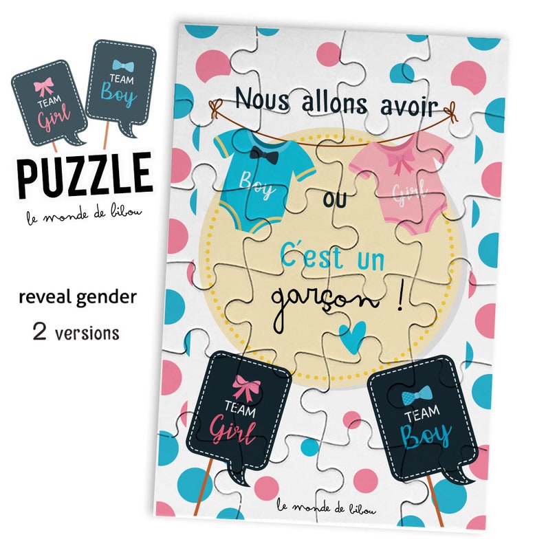 Puzzle gender reveal Puzzle annonce grossesse annonce grossesse animation baby shower image 2