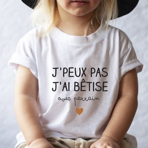 Collection Bêtise avec marraine ou parrain body t-shirt bébé et enfant cartes demande parrain marraine Tshirt parrain