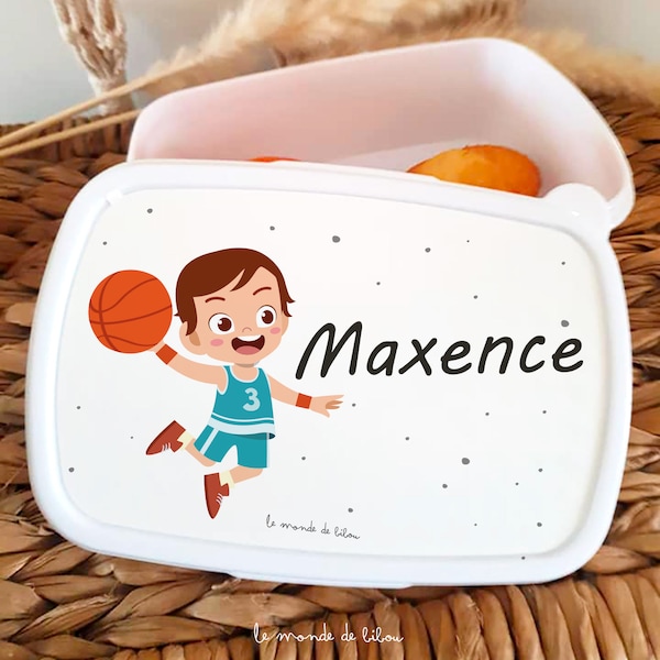 Boîte à Goûter personnalisée Sport - Foot ball - Basketball - Boite à gouter garçon fille - Lunch box personnalisée