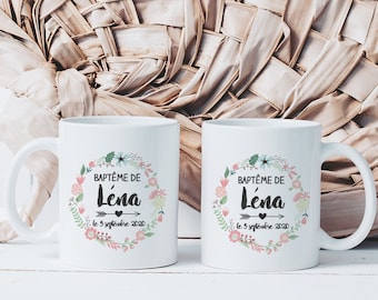 Duo Mugs personalized Boho godfather godmother| set of 2 custom mugs| Gifts sponsor godmother| baptism gifts| Communion gifts