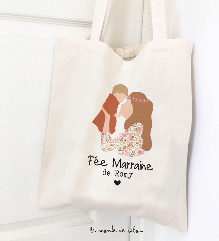 Tote Bag Brodé 'Marraine De Compet' - Cadeau Personnalisé Pour Marraine