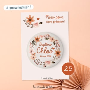 Magnet personnalisé pour Baptême, Communion, Baby Shower - 27 modèles au choix -  Cadeau souvenir invité personnalisable Baptême