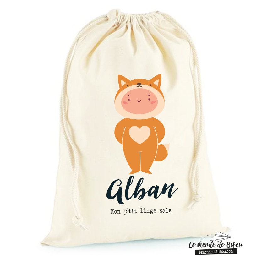 Sac Personnalisé Enfant | Thème Renard Sac de Rangement Sac à Jouets Doudou Crèche Fourre Tout
