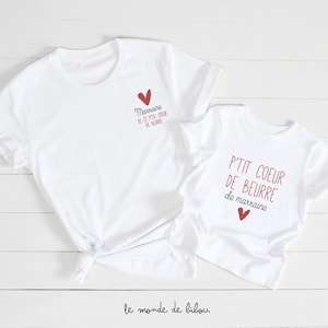 T-shirts marraine et filleul e duo teeshirts marraine filleule P'tit cœur de beurre cadeau marraine annonce marraine t-shirtbébé+marraine