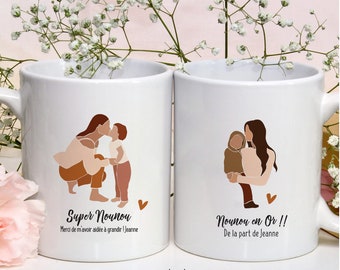 Mug nounou personnalisé  - tasse super nounou -  cadeau nounou | fête des nounous | assistante maternelle | tasse à message