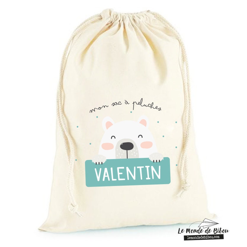 Sac Personnalisé Enfant Ourson | Sac de Rangement Sac à Jouets Pochon Fourre Tout