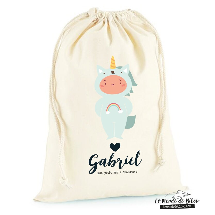 Sac Personnalisé Enfant | Thème Licorne Garçon Sac de Rangement Sac à Jouets Doudou Crèche Fourre To