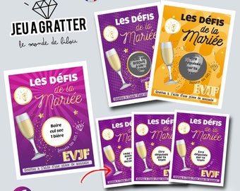 Tickets à gratter personnalisé future mariée - cartes à gratter défis future mariée  animation enterrement de vie de jeune fille