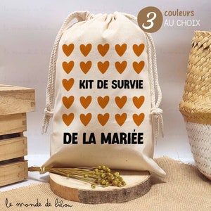 Sac pochon Kit de Survie des Mariés sac de survie pour future mariée pochon personnalisé mariage EVJF cadeaux pour future mariée image 3