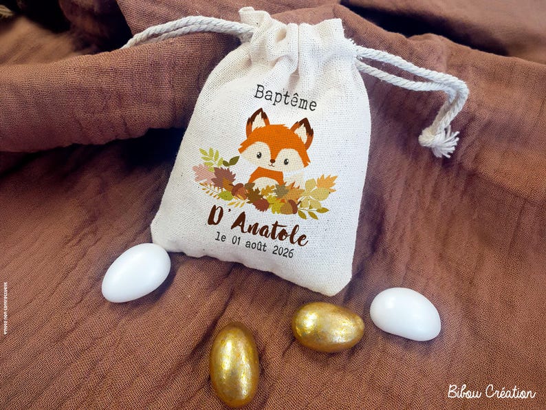 Baptism Guest Favor - Personalized Favor Bag for Sugared Almonds, 80 Themes Available - Ceremony Favors - Baptism Guest Favor Bag image 6