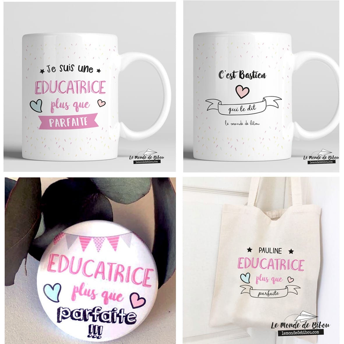 Kit Cadeau Je Suis Une Éducatrice Plus Que Parfaite' Mug Sac Badge