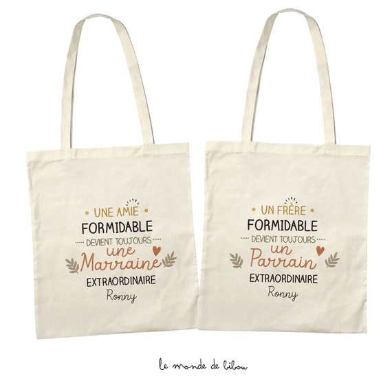 Lot of 2 Personalized Bags Godfather Godmother Extraordinary