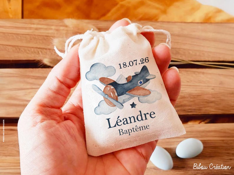 Baptism Guest Favor - Personalized Favor Bag for Sugared Almonds, 80 Themes Available - Ceremony Favors - Baptism Guest Favor Bag image 3