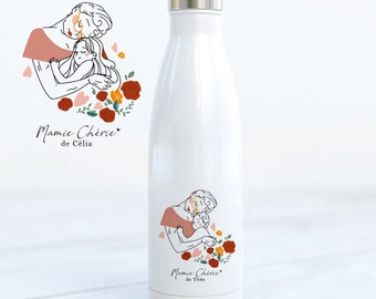 Bouteille isotherme Mamie chérie - Cadeau mamie personnalisé - Fête des grand-mères - Thermos mamie