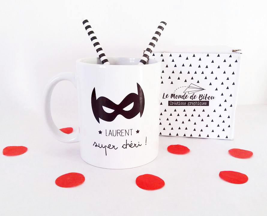 Mug Personnalisé | Super Chéri Cadeau Amoureux Tasse Héro St Valentin Cadeau Mari |