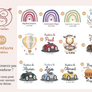 Baptism Guest Favor - Personalized Favor Bag for Sugared Almonds, 80 Themes Available - Ceremony Favors - Baptism Guest Favor Bag image 11