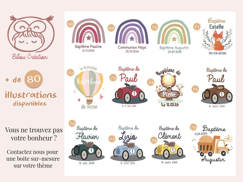 Baptism Guest Favor - Personalized Favor Bag for Sugared Almonds, 80 Themes Available - Ceremony Favors - Baptism Guest Favor Bag image 11