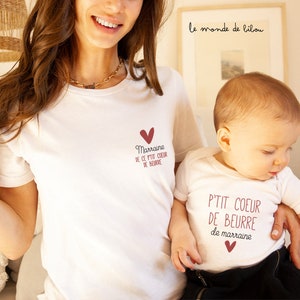 T-shirts marraine et filleul e duo teeshirts marraine filleule P'tit cœur de beurre cadeau marraine annonce marraine image 3