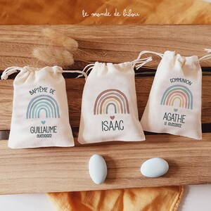Sac pochon dragées personnalisé Rainbow Arc en ciel | cadeaux invités | Baptême | cadeaux Communion | cadeaux naissance - ballotin