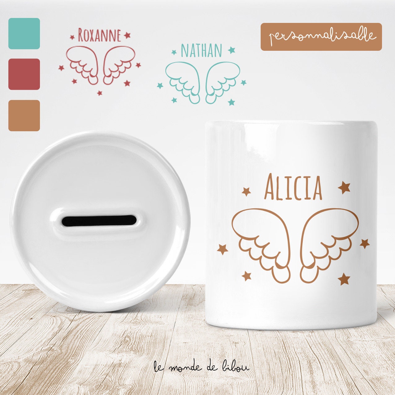 Tirelire Personnalisée Ange - Cadeau Enfant Boite Argent