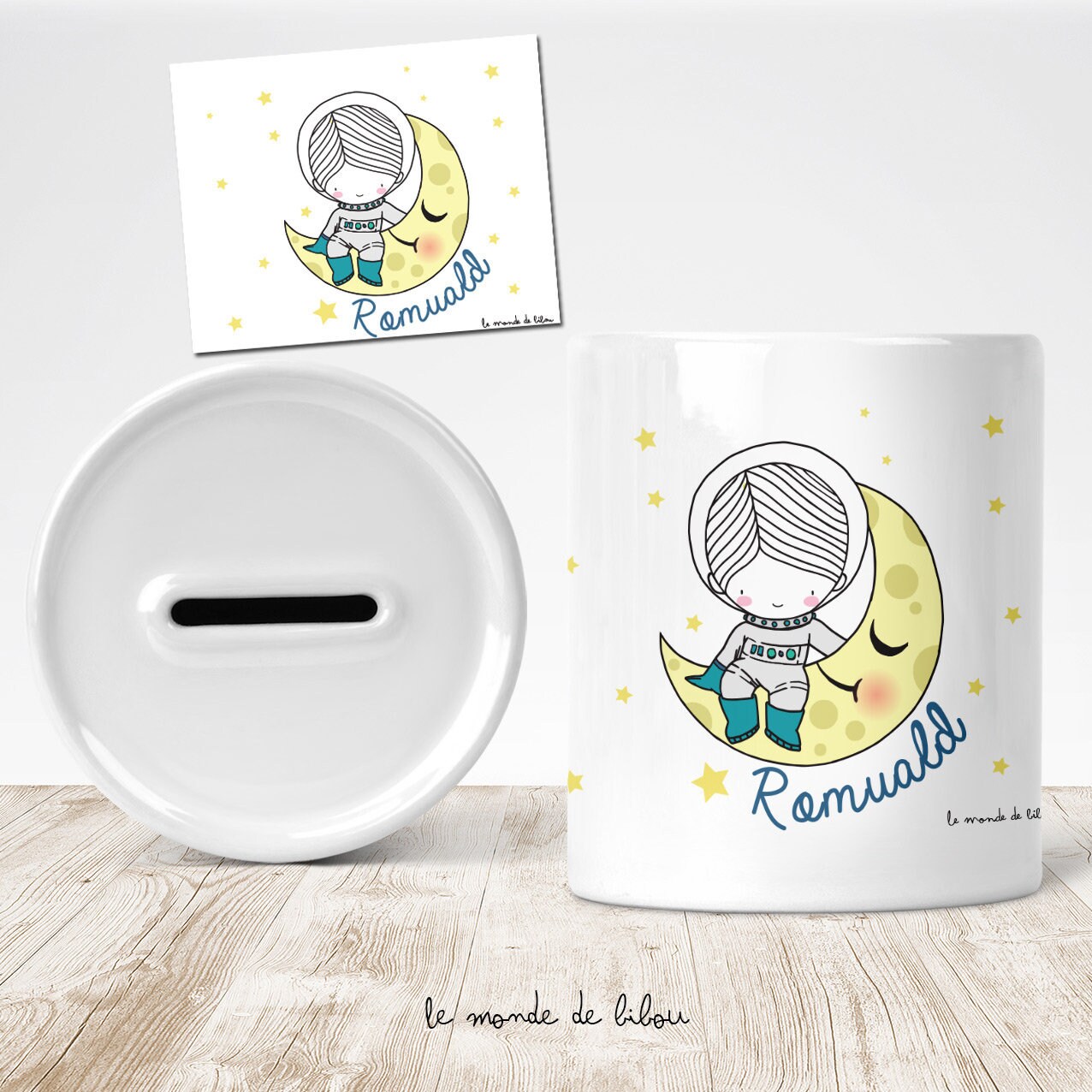 Tirelire Personnalisée Cosmonaute - Cadeau Enfant Boite Argent