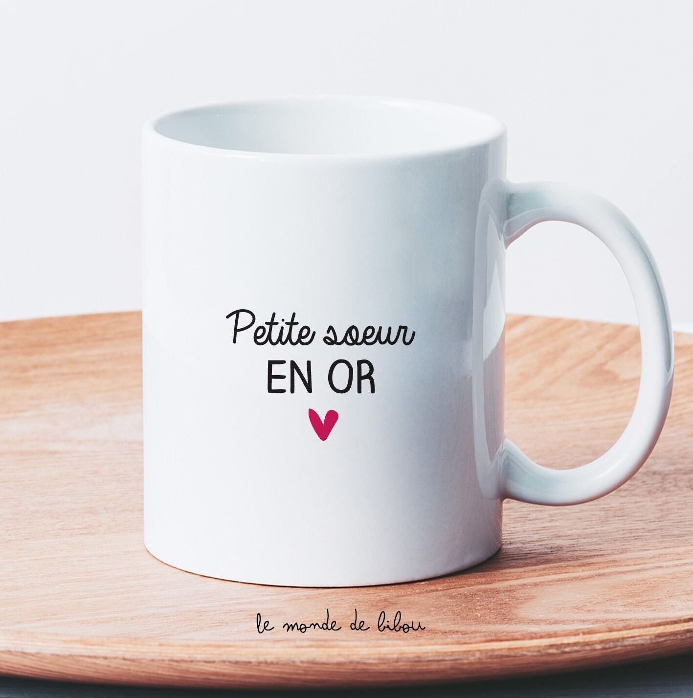 Mug Petite Sœur en Or - Cadeau Frangine Mug Personnalisé Pour Toute La Famille Tasse à Message Vaiss