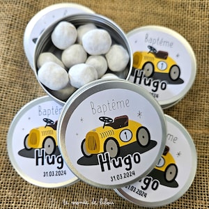 Personalized candy box with vintage car theme – guest gifts - sugared almonds - Baptism Communion gifts