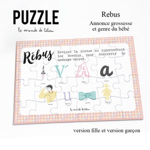 Puzzle rébus annonce fille garçon | révélation bébé | c'est un garçon | c'est une fille | annonce grossesse
