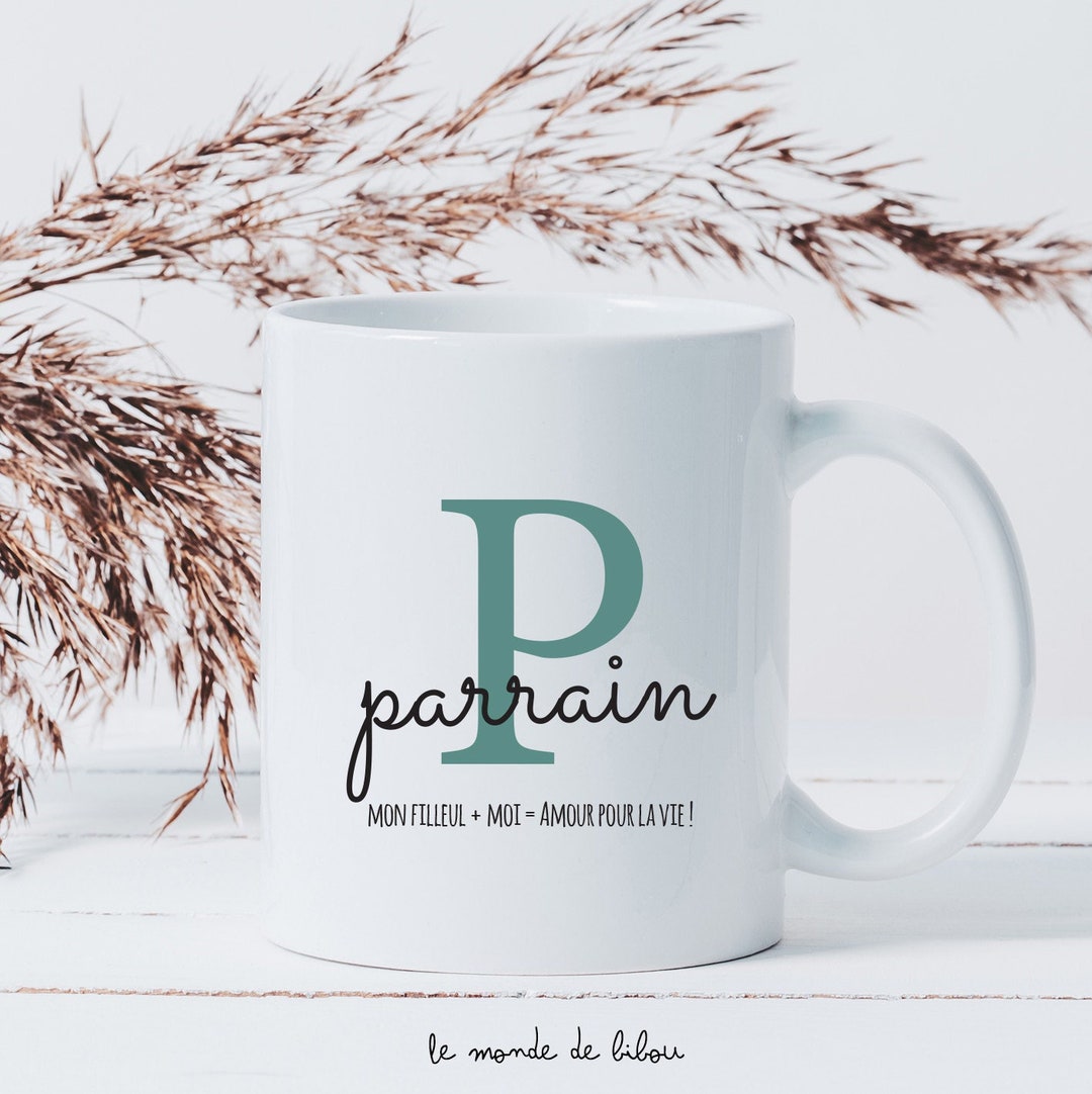 Mug personnalisé parrain | M comme parrain | tasse personnalisée ...