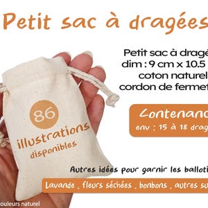 Baptism Guest Favor - Personalized Favor Bag for Sugared Almonds, 80 Themes Available - Ceremony Favors - Baptism Guest Favor Bag image 4