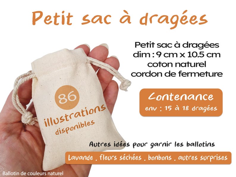 Baptism Guest Favor - Personalized Favor Bag for Sugared Almonds, 80 Themes Available - Ceremony Favors - Baptism Guest Favor Bag image 4