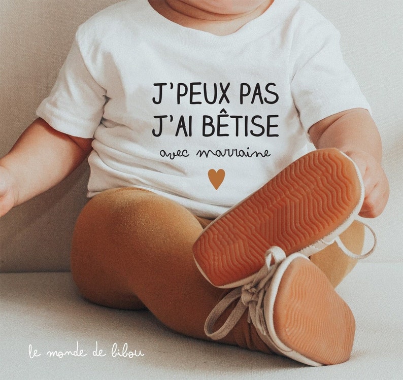 Collection Bêtise avec marraine ou parrain body t-shirt bébé et enfant cartes demande parrain marraine Tshirt marraine