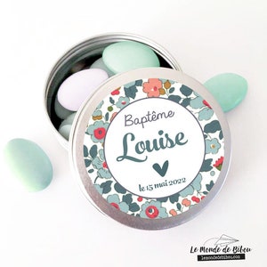 Boite à dragées personnalisée thème Liberty – cadeaux invités - dragées - cadeaux Baptême