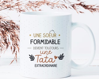 Mug Tata ou Tonton extraordinaire | cadeau Tata tonton | cadeau sœur frère | tasse personnalisée | Mug cadeau personnalisé | Annonce