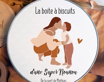 Boite métal personnalisée - boite à biscuits pour une super nounou - fête des nounous - cadeau fin d'année - cadeau nounou