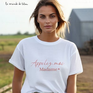 T-Shirt EVJF personnalisé Appelez moi Madame cadeau future mariée Cadeau souvenir jeune mariée Teeshirt enterrement vie de jeune fille rose