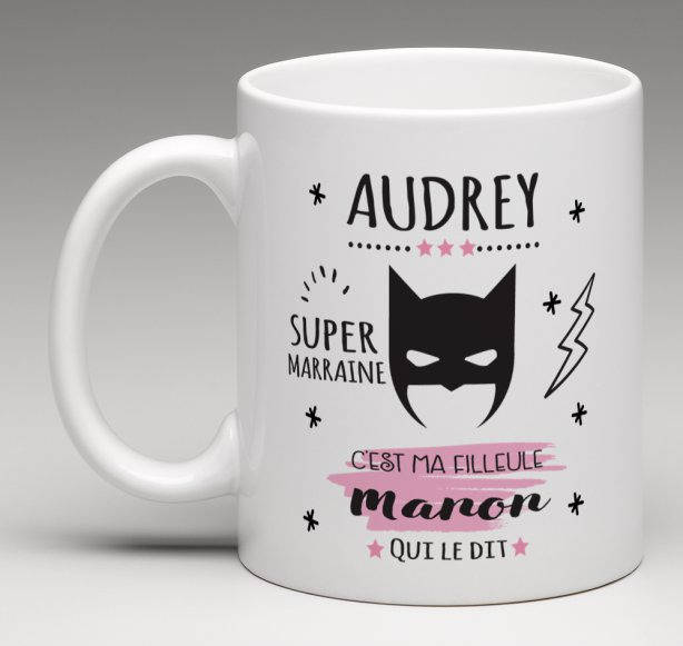Mug Personnalisé | Super Marraine Héros Cadeau Marraine Baptême Communion Kit Parrain Marraine