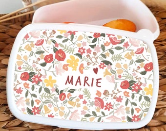 Boite à gouter personnalisée - Boite à repas personnalisée - boite à gouter prénom - lunch box thème liberty